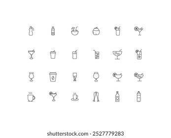 Drinks icon set, design, vector illustration
