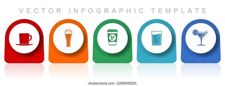Drinks icon set, flat design miscellaneous colorful icons such as cup, glass and drink for webdesign and mobile applications, infographic vector template in eps 10