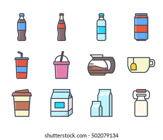 Drinks Icon set food Colored