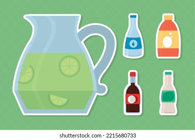 drinks icon set on green background