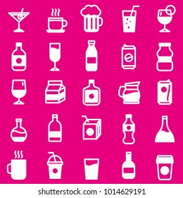 drinks icon set with pink color