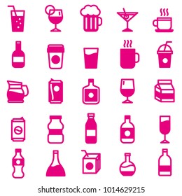 drinks icon set with pink color