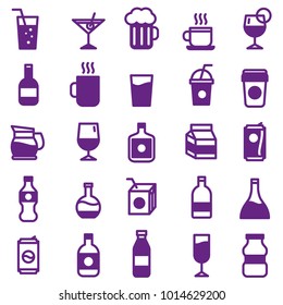 drinks icon set with purple color