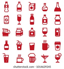 drinks icon set with red color