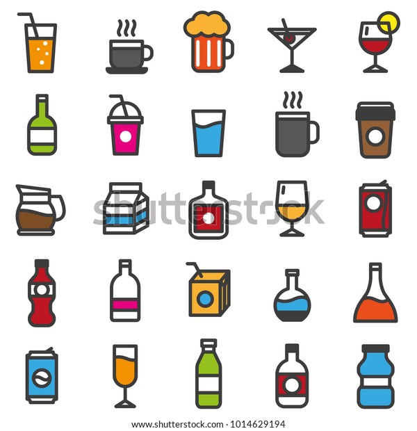 Drinks Icon Set Sweet Color Stock Vector (Royalty Free) 1014629194 ...
