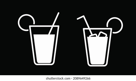 Drinks Icon Set. Vector isolated back and white set of different drinks