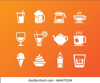 Drinks icon sets on colorful background