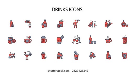 Drinks icon set.vector.Editable stroke.linear style sign for use web design,logo.Symbol illustration.