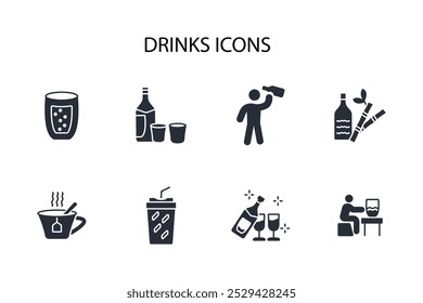 Drinks icon set.vector.Editable stroke.linear style sign for use web design,logo.Symbol illustration.