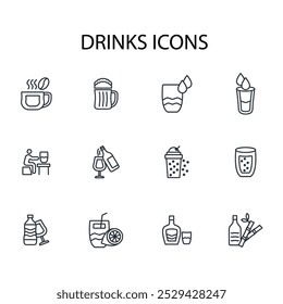 Drinks icon set.vector.Editable stroke.linear style sign for use web design,logo.Symbol illustration.