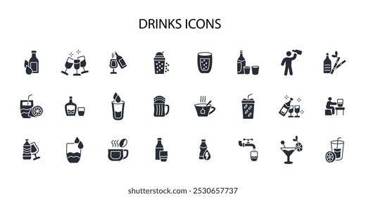 Drinks icon set.vector.Editable stroke.linear style sign for use web design,logo.Symbol illustration.