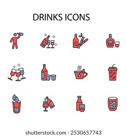 Drinks icon set.vector.Editable stroke.linear style sign for use web design,logo.Symbol illustration.