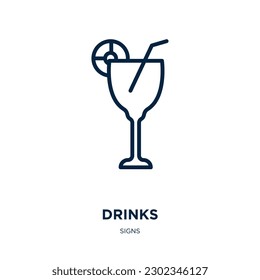 drinks icon from signs collection. Thin linear drinks, restaurant, drink outline icon isolated on white background. Line vector drinks sign, symbol for web and mobile