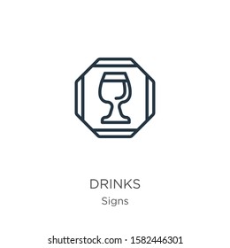 Drinks icon. Thin linear drinks outline icon isolated on white background from signs collection. Line vector sign, symbol for web and mobile