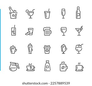 Drinks Icons - Blue Line Series - Vector line icons for your digital or print projects.