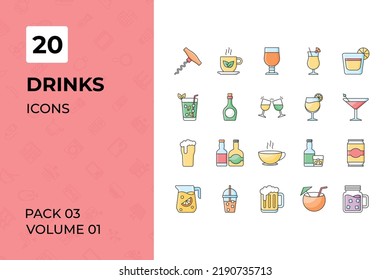 Drinks icons collection. Set contains such Icons as alcohol, bar, beer, beverage, and more 