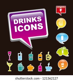 drinks icons over black background. vector illustration