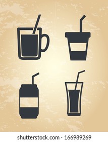 drinks icons over grunge background vector illustration