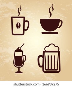 drinks icons over grunge background vector illustration