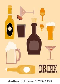 drinks icons over  pink background vector illustration
