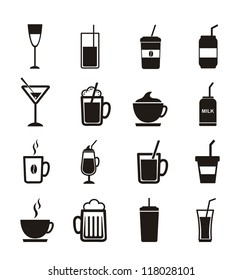 drinks icons over white background. vector illustration