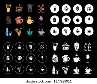 Drinks icons set