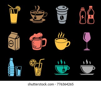 Drinks icons set