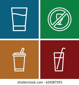 Drinks icons set. set of 4 drinks outline icons such as drink