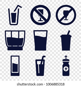 Drinks icons. set of 9 editable filled drinks icons such as drink, energy drink