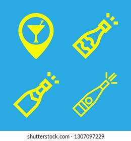 drinks icons set with bar pin and champagne vector set