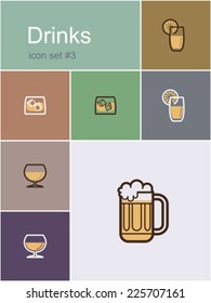 Drinks icons. Set of editable vector color illustrations in Metro style.