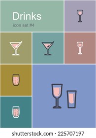 Drinks icons. Set of editable vector color illustrations in Metro style.