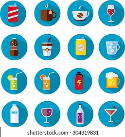 drinks icons set Flat design