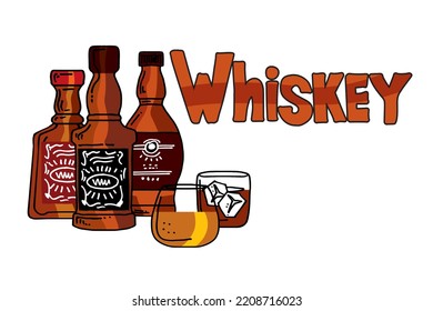 drinks isolated on white background. Cafe, bar or restaurant menu. Hand drawn doodle style vector illustration.