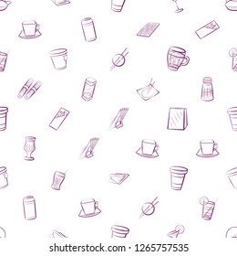 Drinks, Japanese food and Table setting set. Background for printing, design, web. Usable as icons. Seamless. Color.