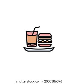 Drinks juice and burger icon vector