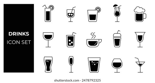 Drinks and juice icon set