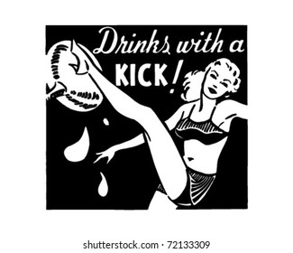 Drinks With A Kick - Retro Ad Art Banner