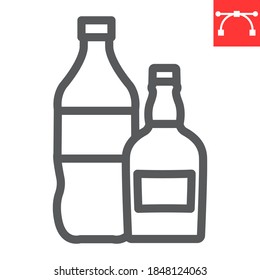 Drinks line icon, soda and whisky, alcohol sign vector graphics, editable stroke linear icon, eps 10