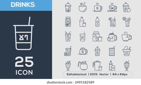 DRINKS line icons collection Vector illustrator