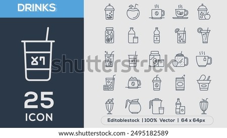 DRINKS line icons collection Vector illustrator