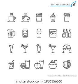 Drinks line icons. Editable stroke. 