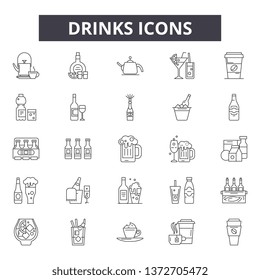 Drinks line icons, signs, vector set, outline illustration concept 