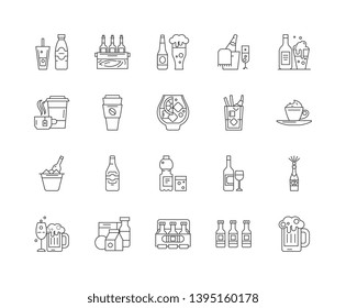 Drinks line icons, signs, vector set, outline illustration concept 