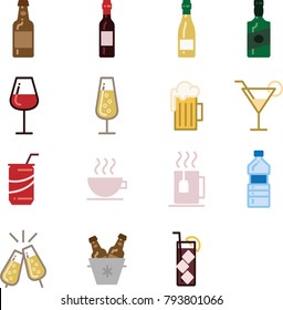 Drinks Lipo Flat Icon Set