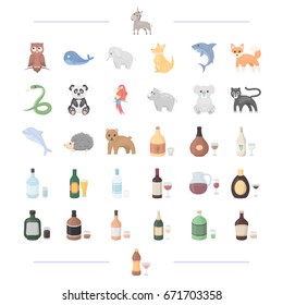 drinks, liquid, products and other web icon in cartoon style.animals, domestic, birds, icons in set collection.