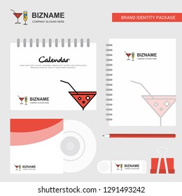 Drinks Logo, Calendar Template, CD Cover, Diary and USB Brand Stationary Package Design Vector Template
