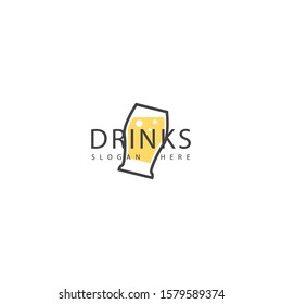 drinks logo in the shape of a beveled and luxurious drink glass with two colors makes this design unique, modern, simple.