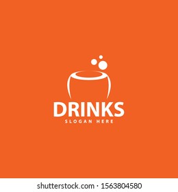 drinks logo in the shape of a glass that contains bubble soda and the name of the logo between it and bright colors make this design. unique, modern, elegant.