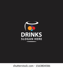 drinks logo with a unique shape of glass there are four colors of taste in it and the name of the logo between it and elegant colors make this design. unique, modern, elegant.